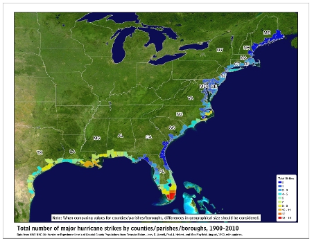 Total Major Hurricane Strikes 1900-2010