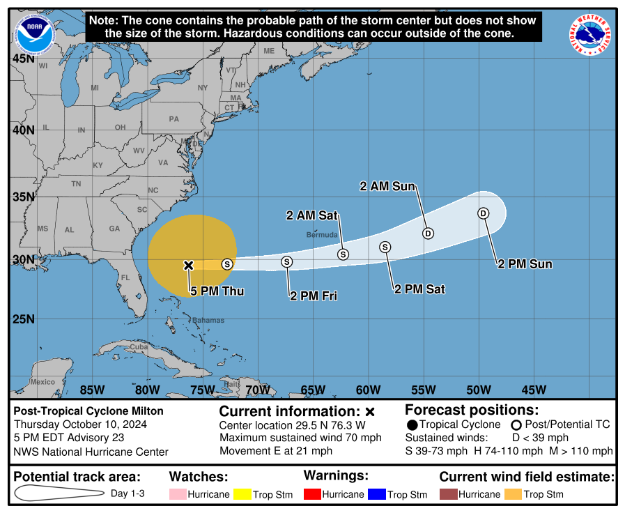 Hurricane Milton hurricane warnings extend across Florida